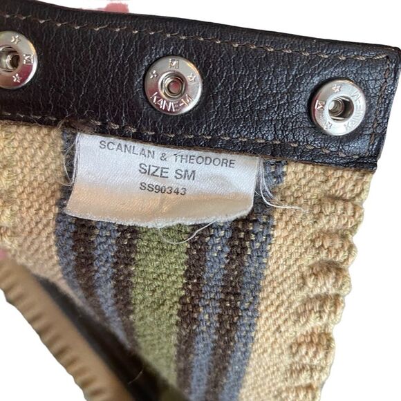 Scanlan & Theodore Waist Belt Woven Hemp Canvas Beige Tan Earthy Snap Closure - Picture 2 of 6